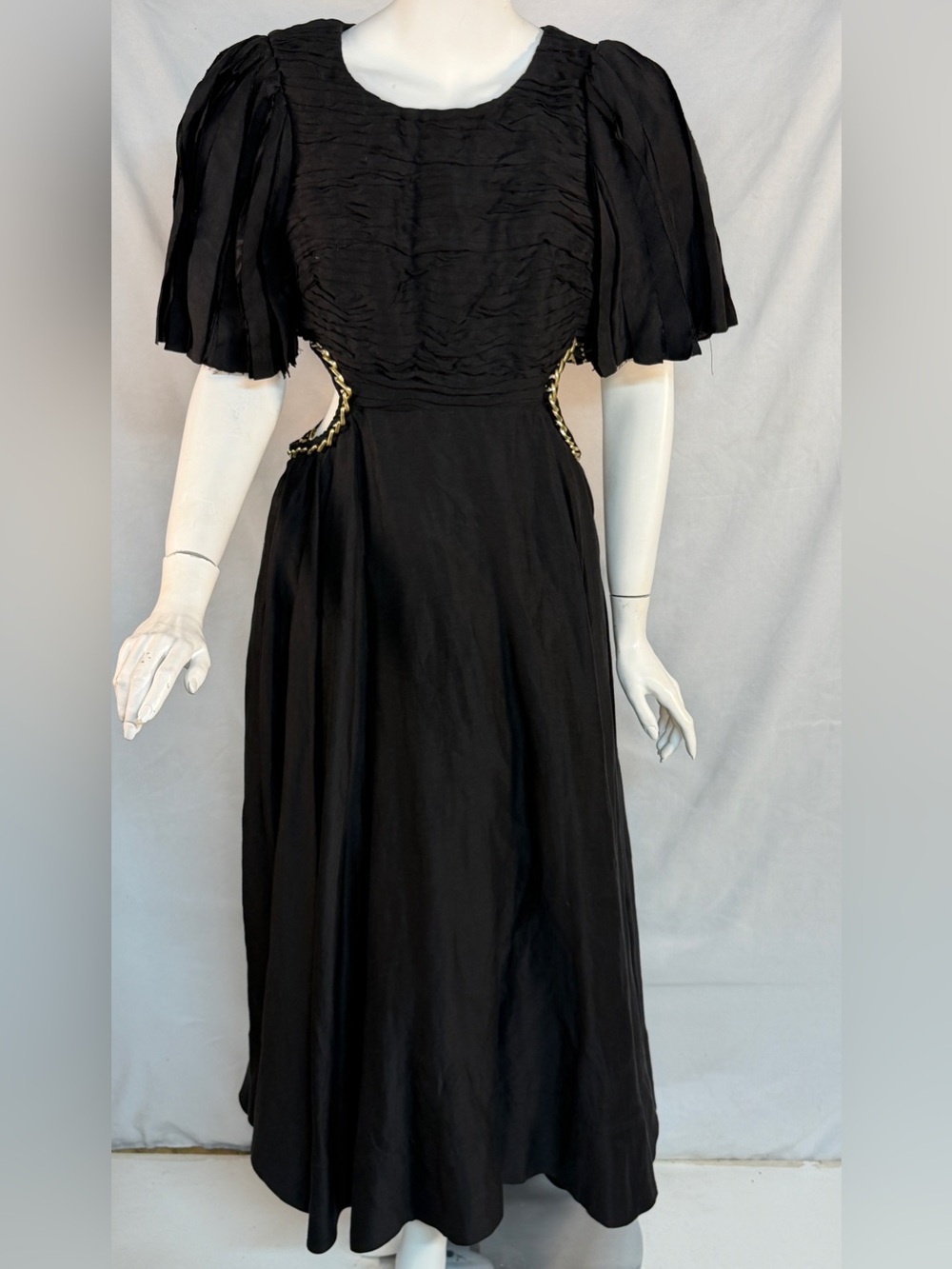 Aje Black Midi Dress with Puff Sleeves and Side Cutouts - Picture 2 of 10
